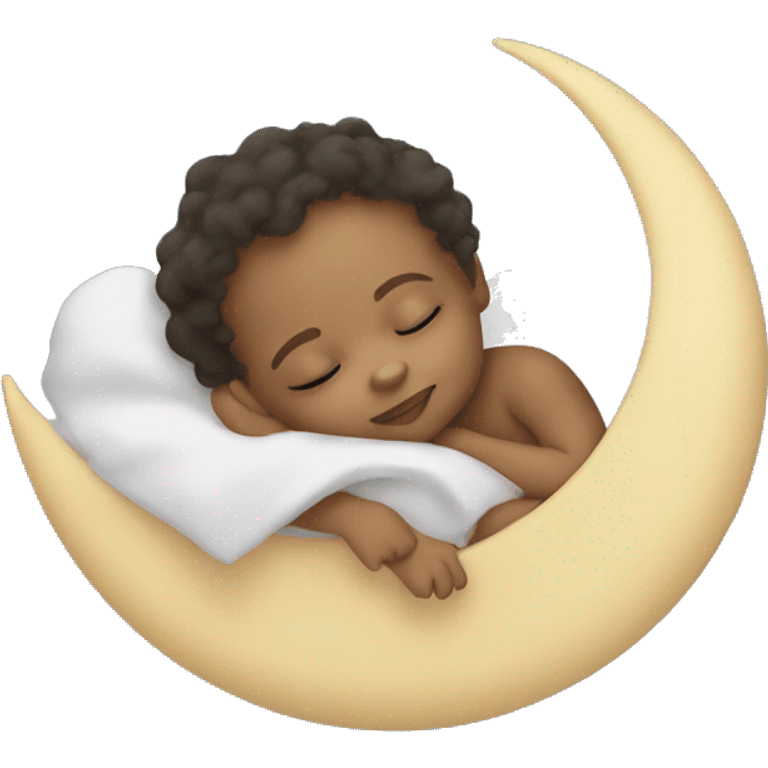 Mixed baby sleeps on moon  emoji