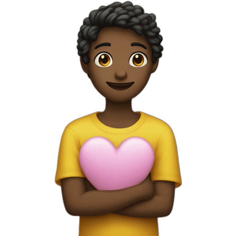 Carita de enamorado con un corazón amarillo y el otro negro  emoji