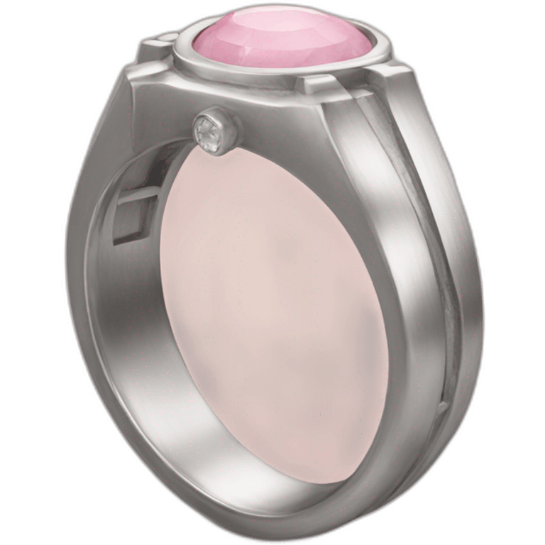 silver ring with pastel pink stone emoji