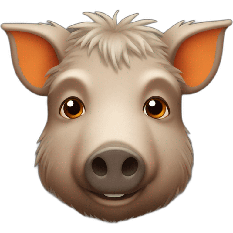 brown boar with two orange lines in each cheek emoji