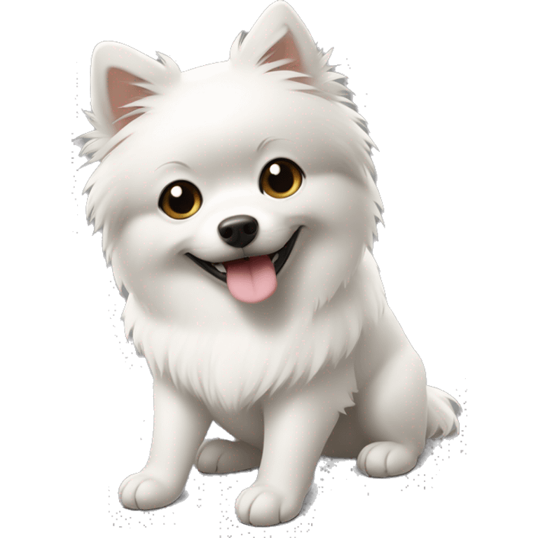 German Spitz on the arms of a white-skinned dark-haired girl emoji