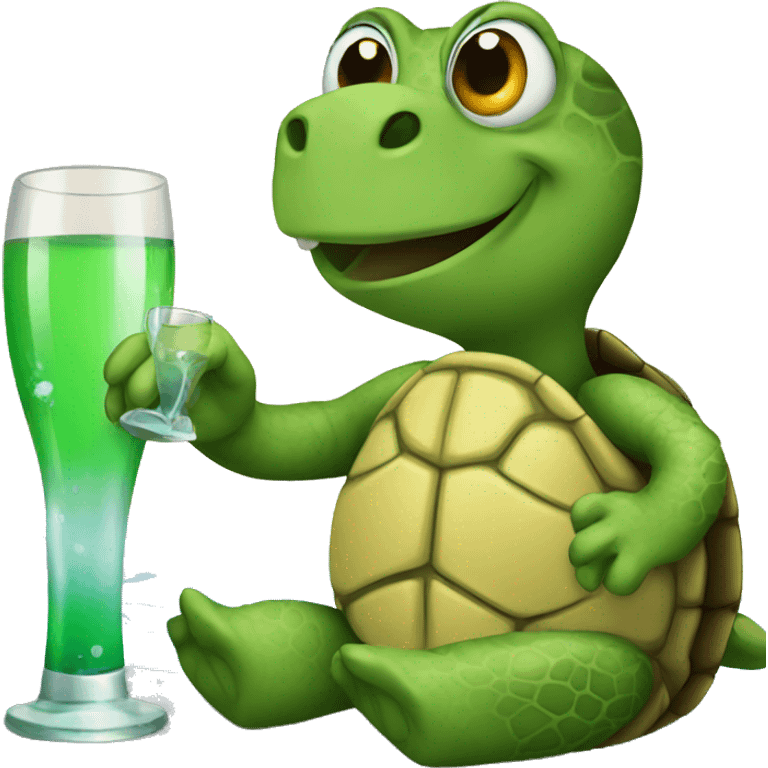 A turtle drinking alcohol emoji