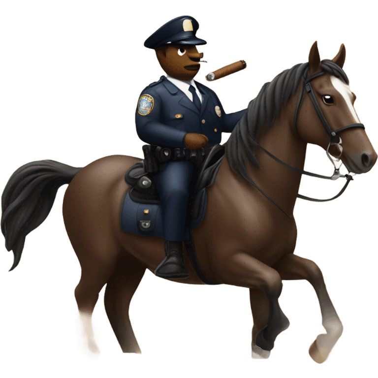 A horse with a NYC cop smoking a cigar. emoji