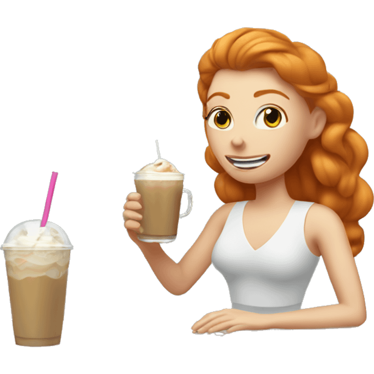 Ginger pilates princess drinking iced latte emoji