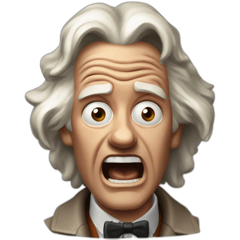 1955 Doc Brown from back to the future looking shocked and his mouth wide open. No eye-ware. emoji