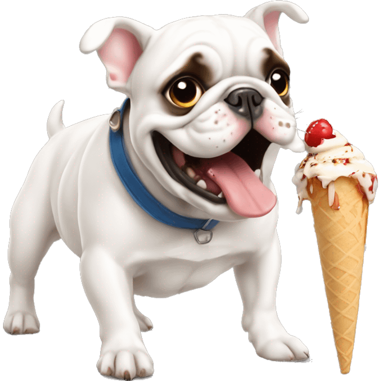 French bulldog attack English bulldog eating ice crea emoji