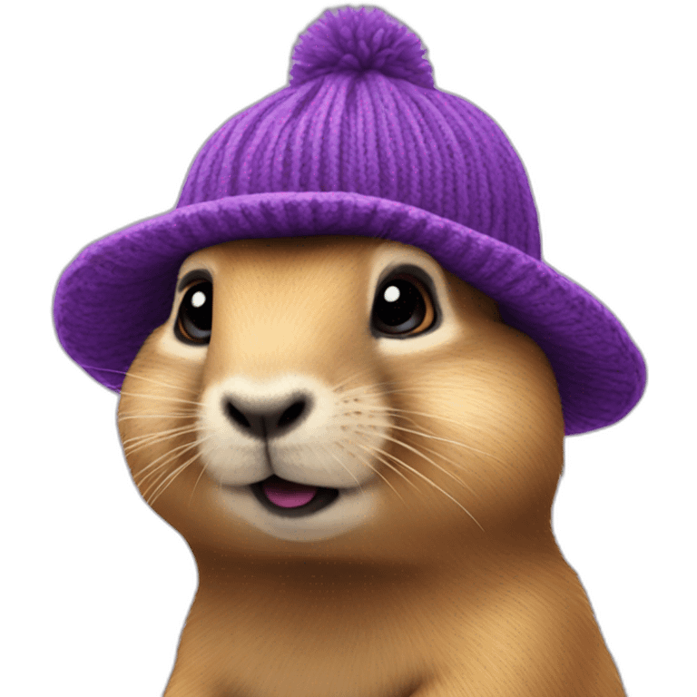 prairie dog with purple beanie just head emoji