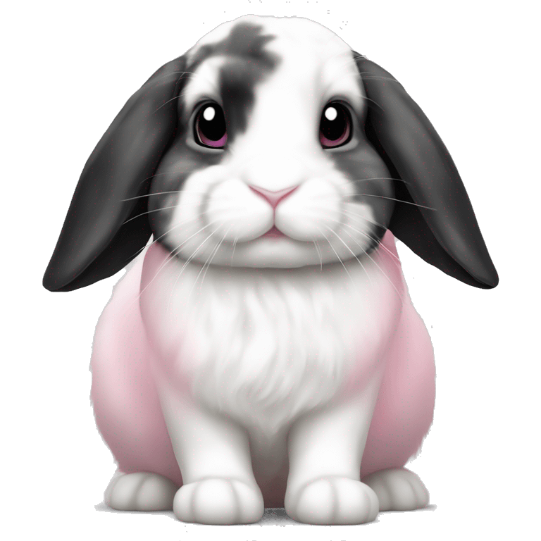 Black white and pink spot holland lop rabbit emoji