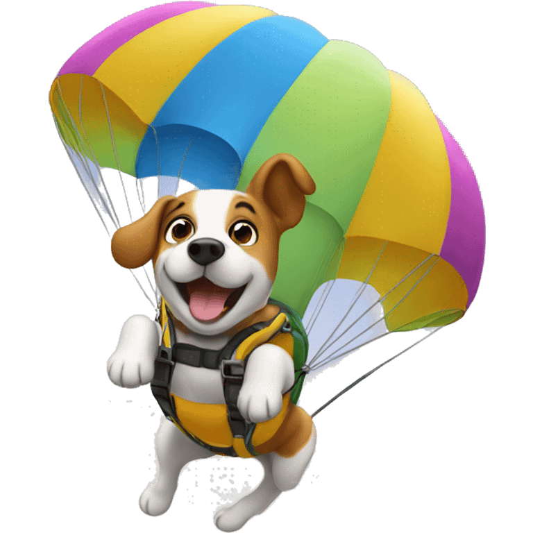 jumping dog skydiving with parachute emoji