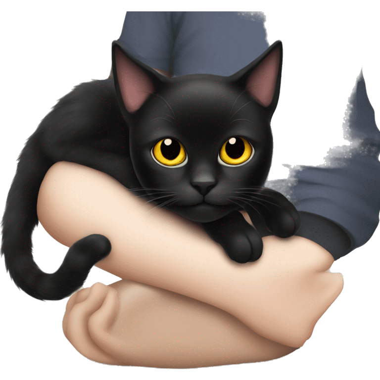 Black cat on lap emoji