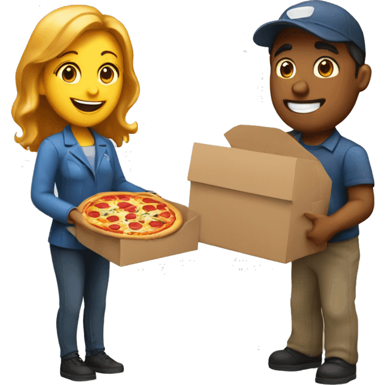 A female customer handing a pizza back to the pizza delivery man emoji