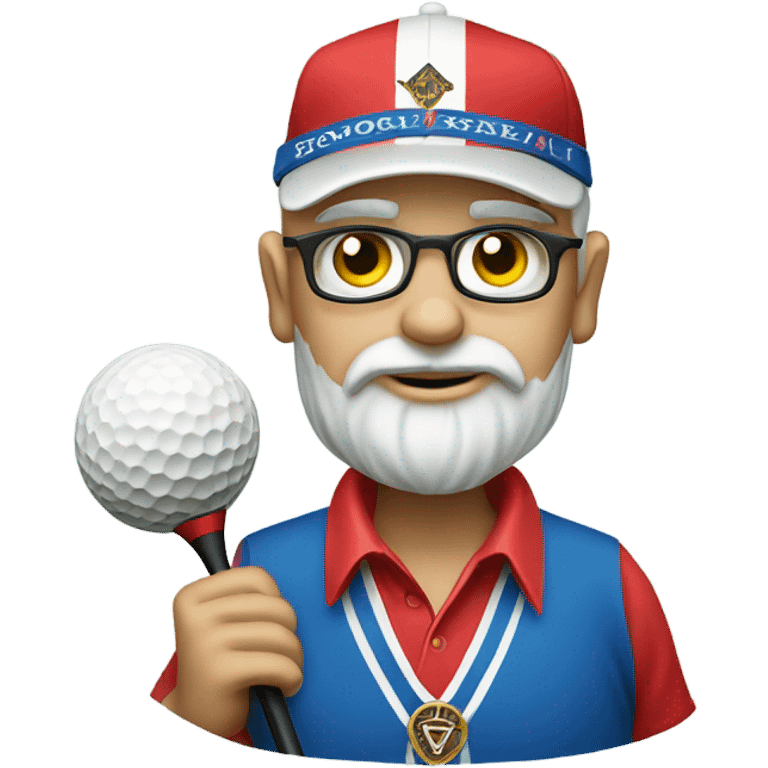 A norwegian freemason with icon on shirt playing golf emoji