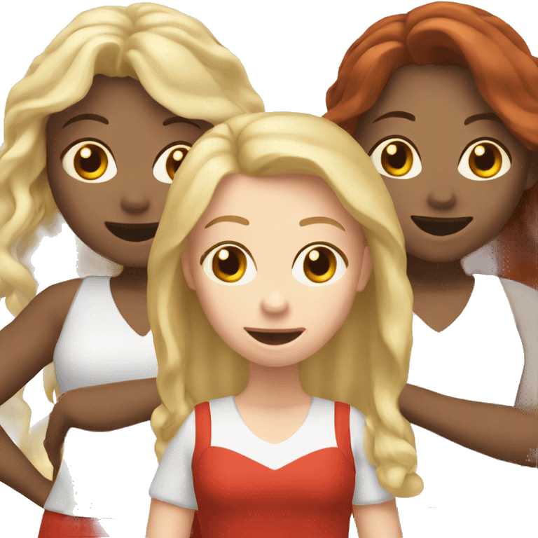 Three singing girls - brunette, blonde and a redhead emoji