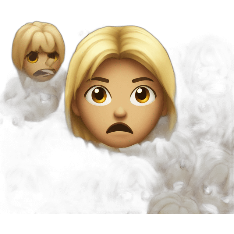 angry emoji with girl face emoji