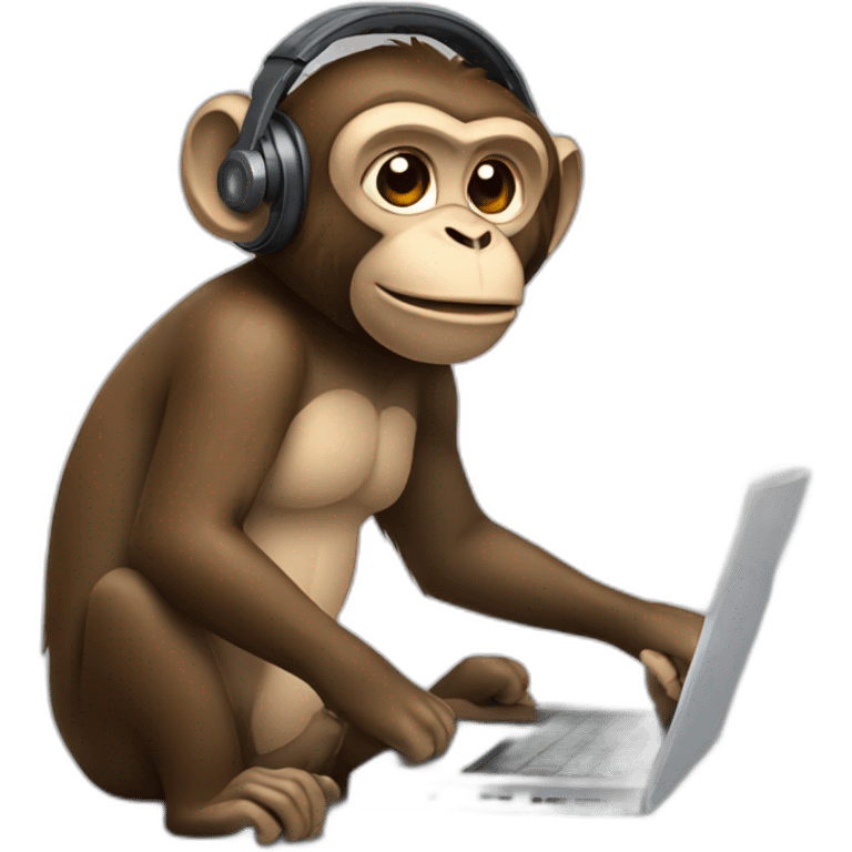 Monkey with a headset and laptop emoji