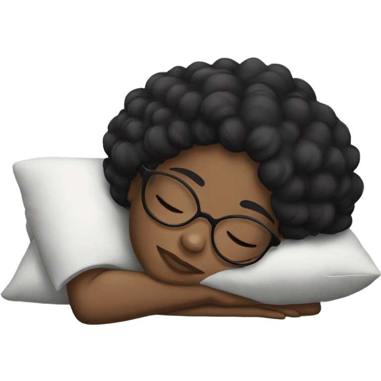 black hair girl with glasses sleeping emoji