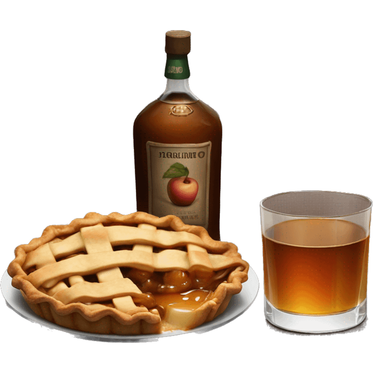 caramel apple pie next to glass of whisky emoji