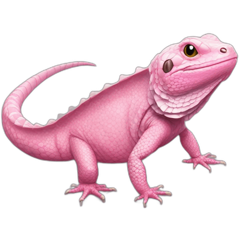 fat pink tegu lizard in moon planet emoji