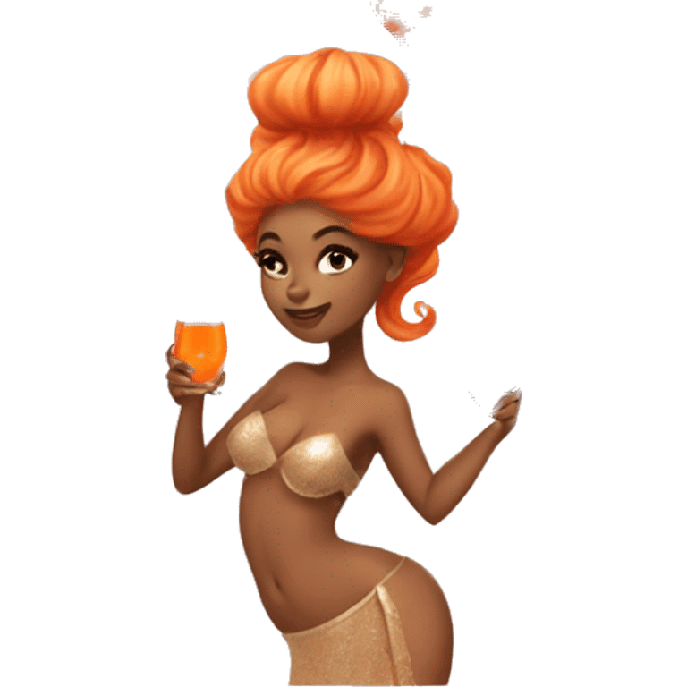 Three beautiful mermaids light skin drinking aperol emoji