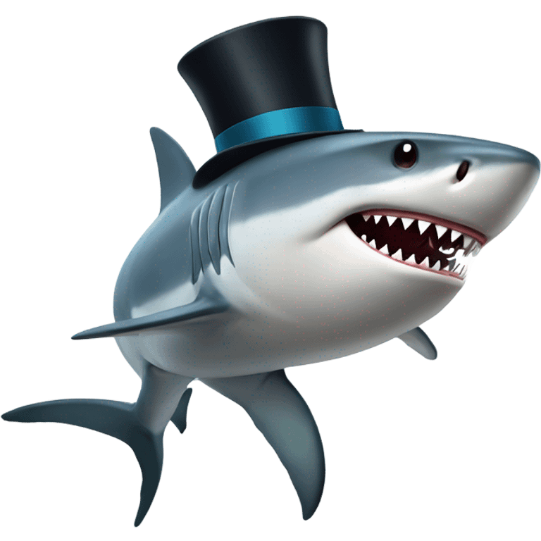 Shark with a top hat emoji