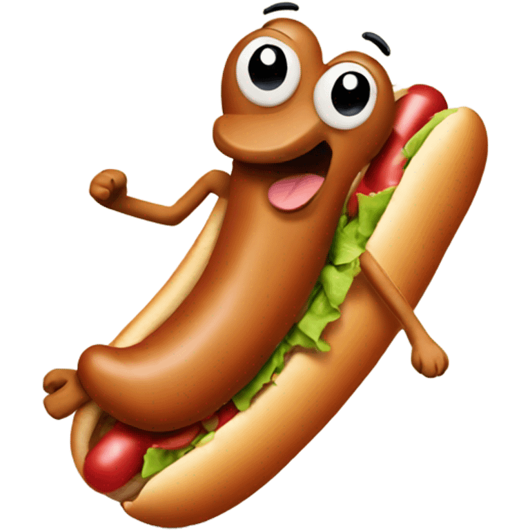 Dancing hot dog emoji