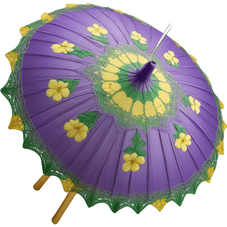 Realistic purple,green and yellow lace parasol. emoji