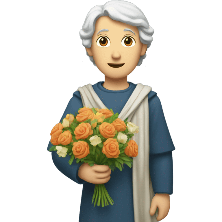 Petrarch holding a bouquet of flowers emoji