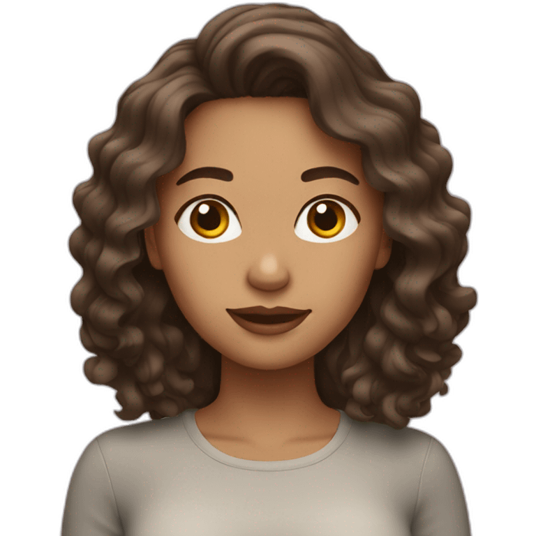 Brunette woman wavy hair emoji