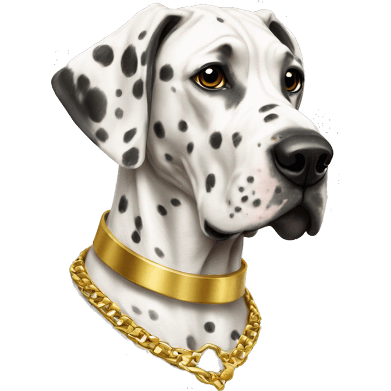 Spotted Great Dane with gold collar emoji