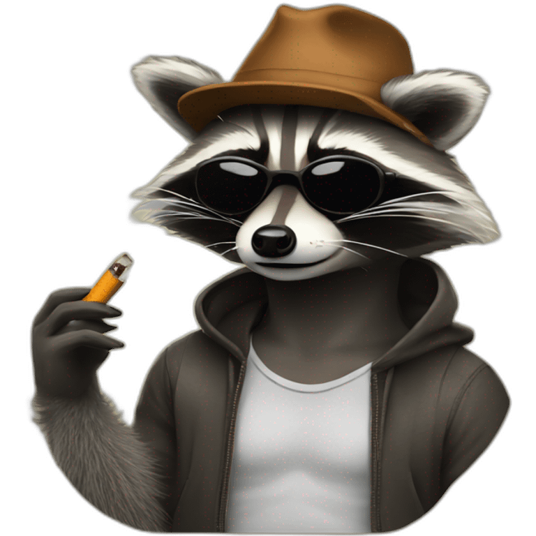 raccoon hoodstyle smoking emoji