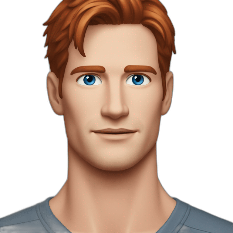 Ryan mcpartlin turtleneck Blue eyes neat slicked back red hair handsome chiselled jaw sharp cheekbones emoji