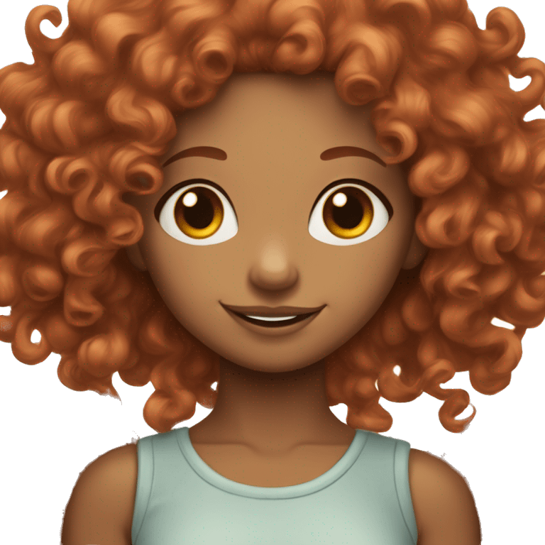 light brown skin girl with dimples and red curly hair emoji