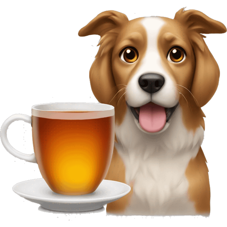 Dog with a cup of tea emoji