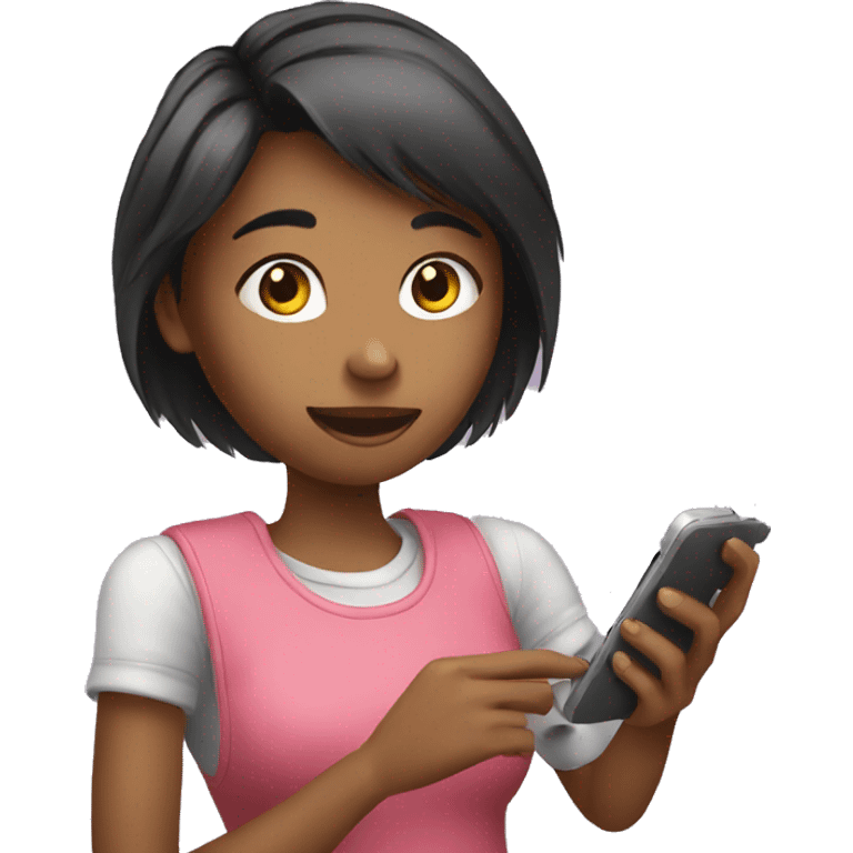 Girl playing phone  emoji