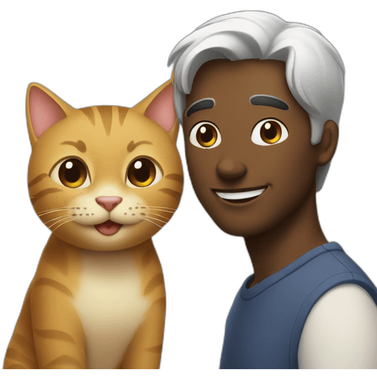 man and cat smiles each other emoji