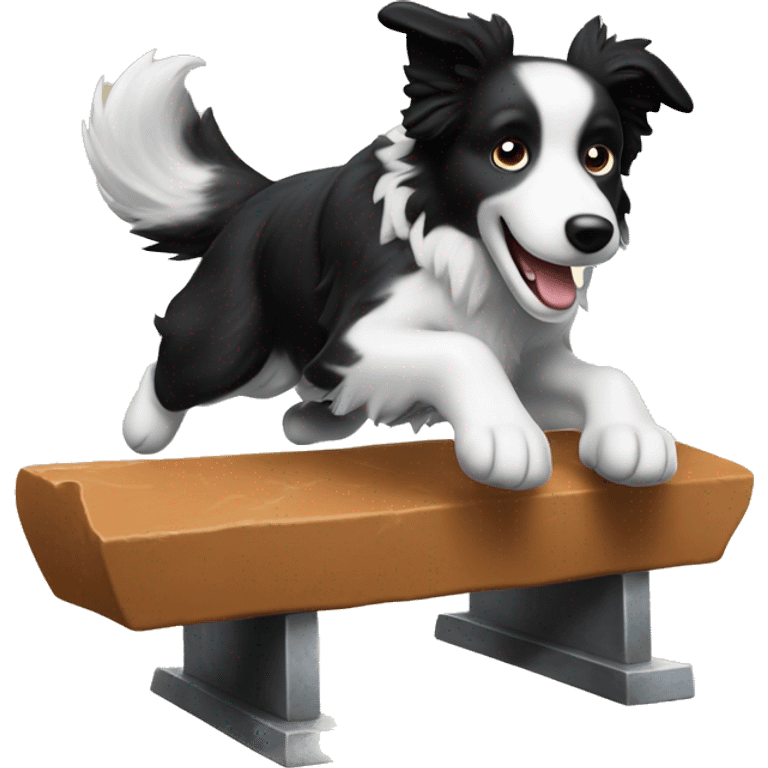 Border collie jumping over anvil emoji