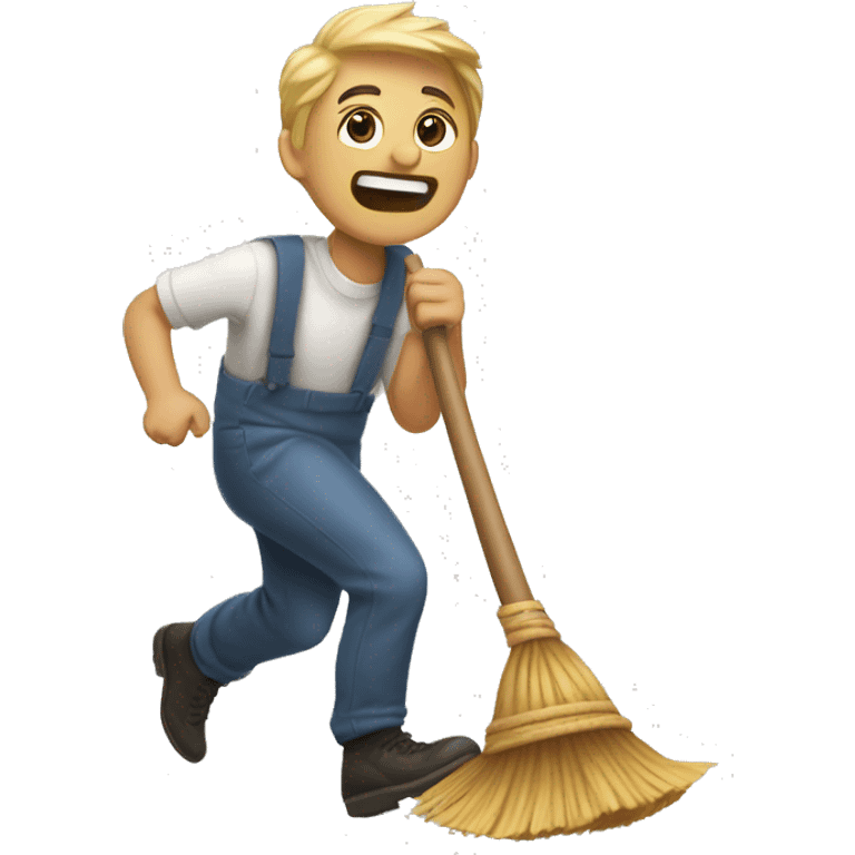 big person getting chased by a broom emoji