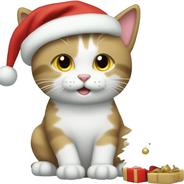 A cat holding a Christmas tree emoji