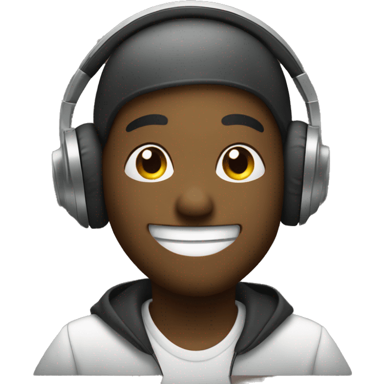 Cartoon dj listening music happily emoji