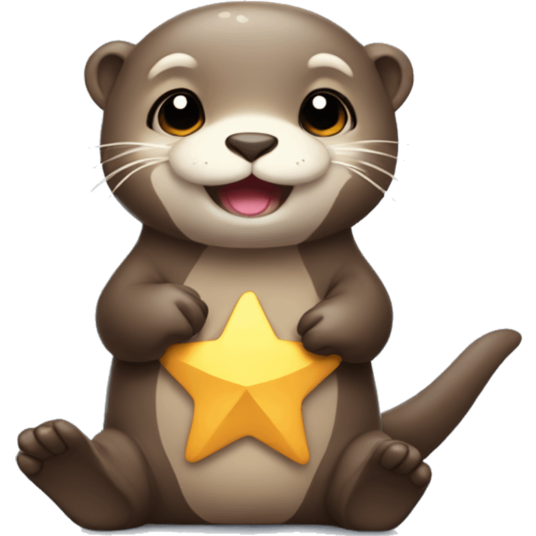 Cute otter holding stars emoji