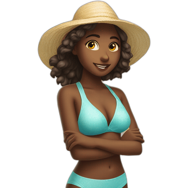 Nice looking girl taking sun in the beach emoji