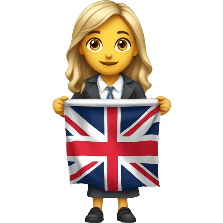 A girl teacher with a flag of England  emoji