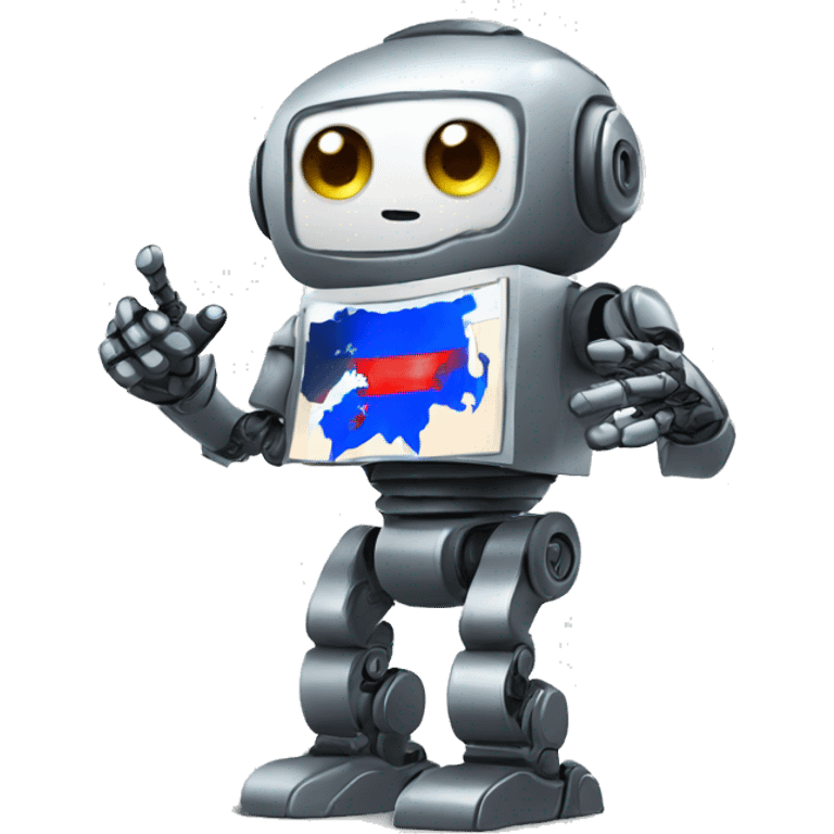 Robot with Russia map in his hand emoji