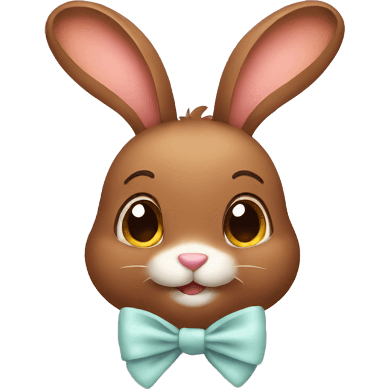 Brown bunny with a bow emoji