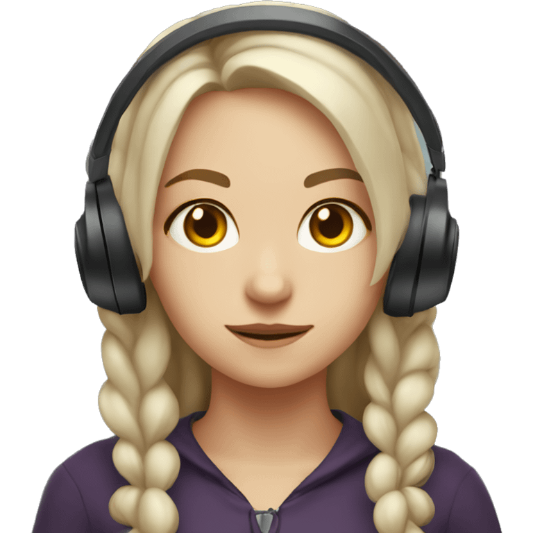 young caucasian witch with headphones emoji