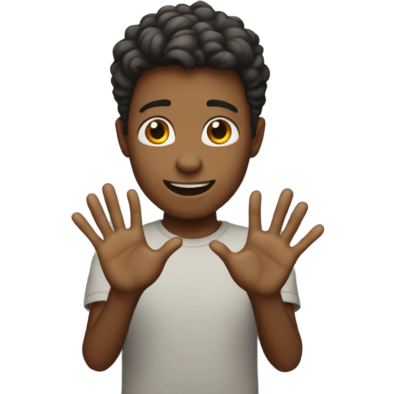 boy with hands waving down emoji