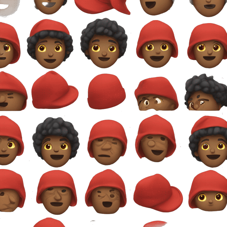 Black guy with red hoodie and red hat emoji