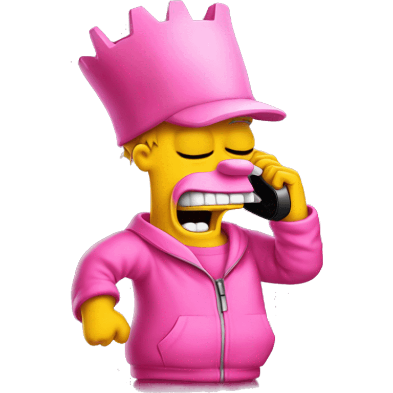 Bart simpson dressed as camrom pink outfit making a phone call on a flip phone emoji