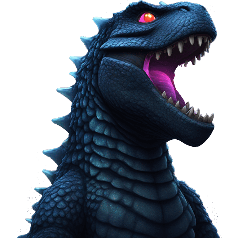 Dark iridescent godzilla glowing emoji