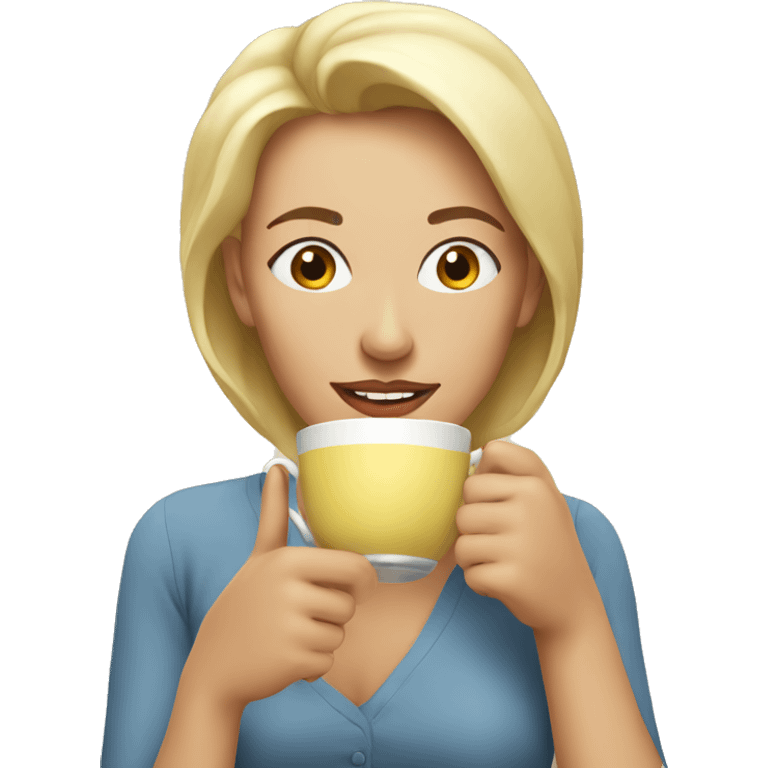 woman sipping tea smug emoji